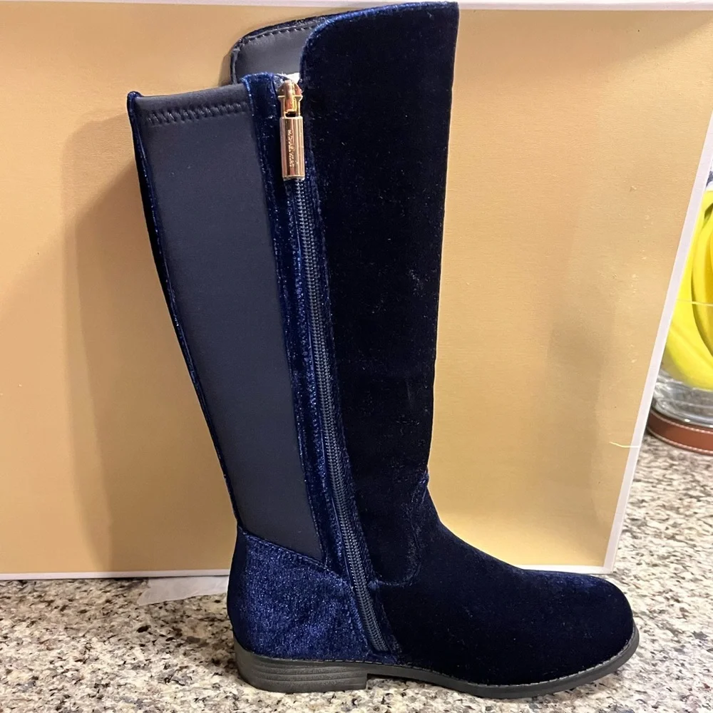 Michael Kors Emma Lily velour Boots new navy blue Youth Girls Size 3